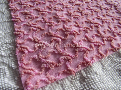 Unique Vintage Chenille Fabric, Marble Pink Texturized Squiggles, 25" x 20" Inch Piece for Quilts, Pillows & Handmade Crafts