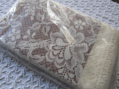 Vintage Wide Jacquard Lace Window Curtain Panel, Rose Garden, Single (Not a Pair), 60"W x 84"L, NOS