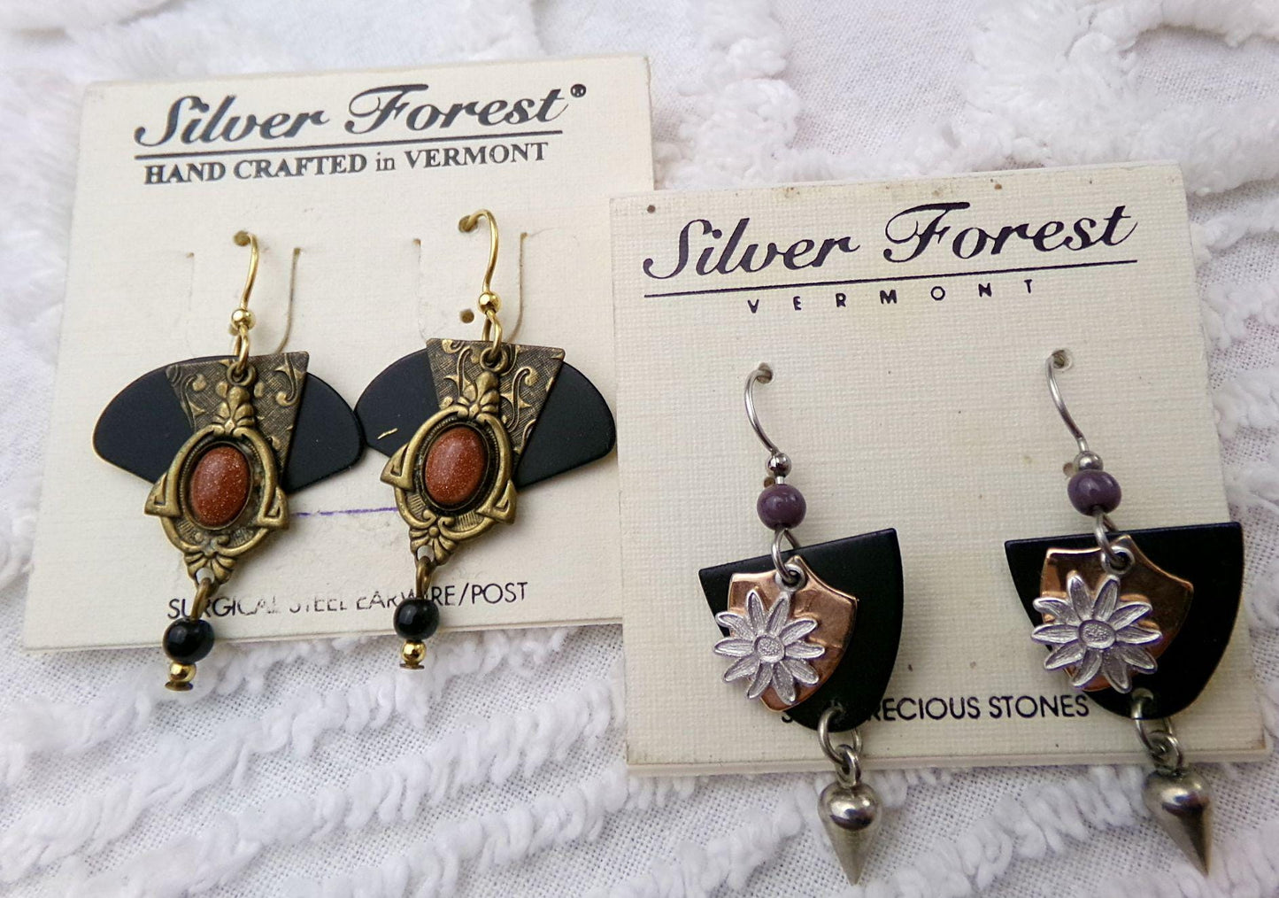 Vintage Silver Forest Earrings Lot of 2 Pierced Dangle Boho Style Jewelry