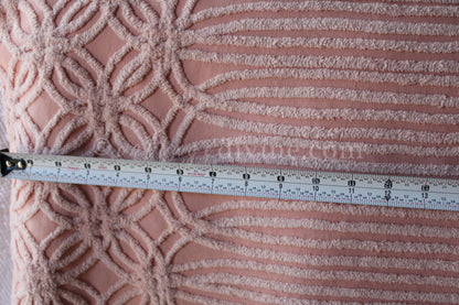 Beautiful Rosy Vintage Chenille Fabric Piece, 24" x 25" inches, Old Fashioned Wedding Rings & Cathedral Stripes