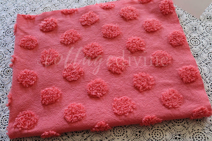 Zesty Jumbo Watermelon Pops Vintage Style Chenille Fabric, Wideset Coin Pop Design, 22" x 26" inch piece with fringe
