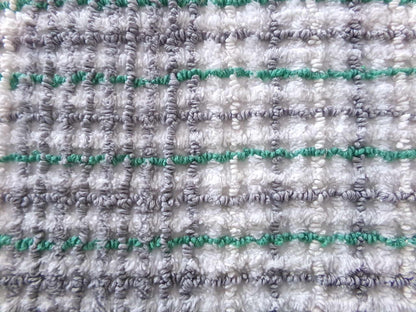 Plaid Vintage Chenille Fabric, Kelly Green & Dove Grey, 17" x 24" inch Piece for Sewing, Crafts, Quilting