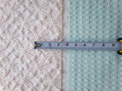 Vintage Chenille Fabric Bundle in Pink & Aqua, 2 Pieces 12" x 18" each | Easy Stash Builder for Fiber Arts, Quilting