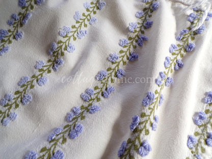 Romantic Ivy Rose Vintage Chenille Fabric, Fieldcrest Lavender Rosebud Design, 18" x 22" inch Piece, beautiful in handmade quilts