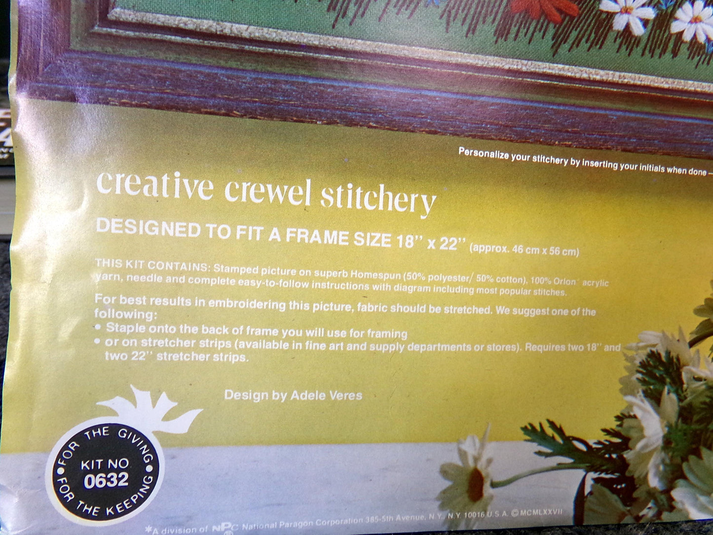 DAISY MEDLEY Crewel Stitchery Kit, Hippie Boho Vintage 0632 Paragon Needlecraft Embroidery, Design by Adele Veres