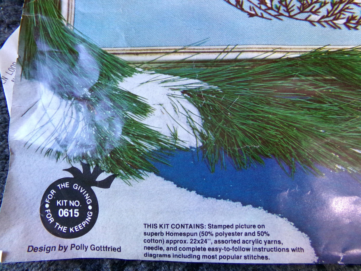 WOODLAND WATCH Vintage Crewel Embroidery Kit, Whimsical Winter Wonderland Nature Scene, Paragon Needlecraft 0615, Polly Gottfried