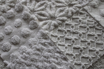 Fresh Snowfall Graceful White Chenille Quilt Squares Set, from Vintage Bedspread Fabric, 16 Blocks, 6" inch