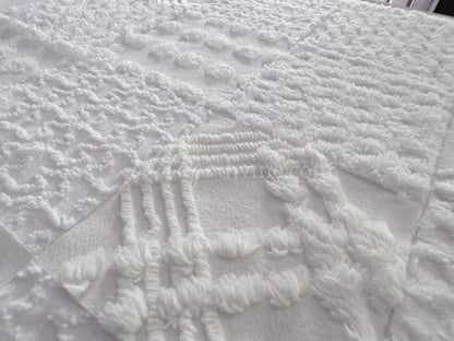Chenille Quilt Squares Set, "Timeless White," from Vintage Bedspread Fabric, 16 Blocks, 6" inch