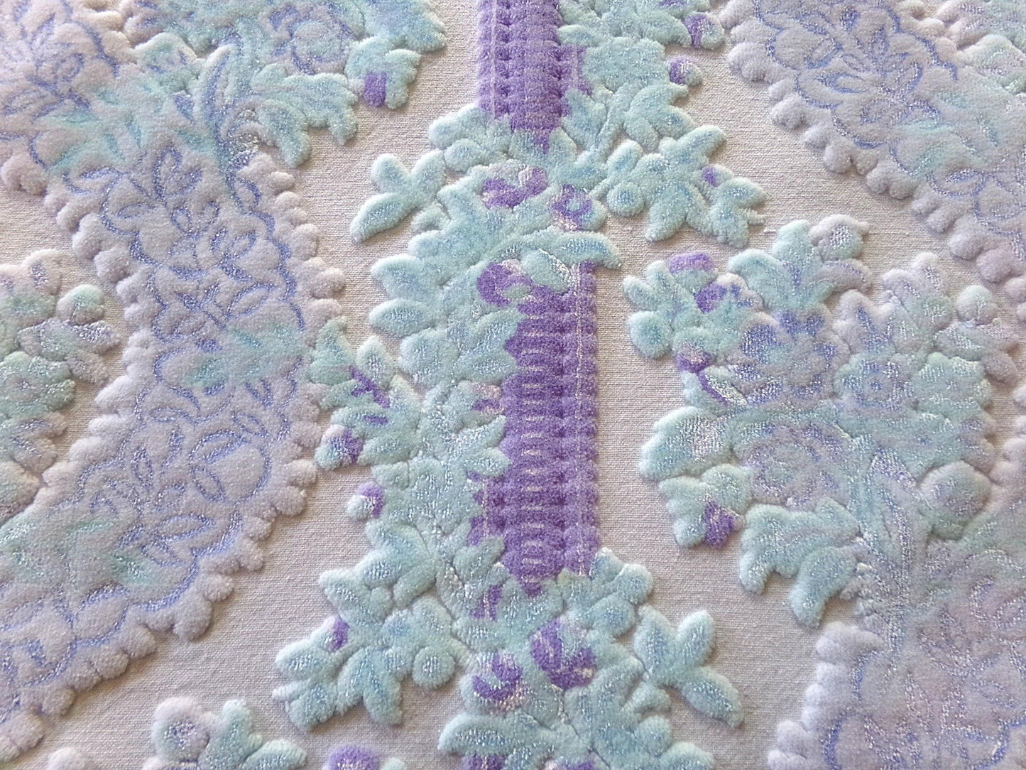 cut velvet fabric iridescent shimmer luxury Bates vintage tapestry chenille material, 12" x 21" inch piece ideal in totes & bags