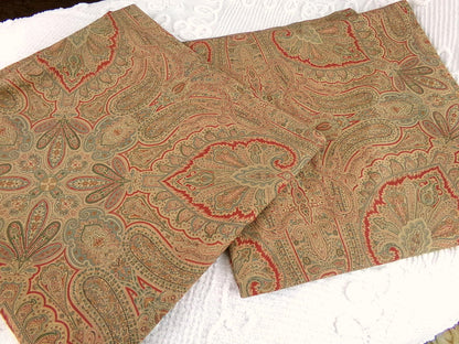 Ralph Lauren Gladwyne Ochre Curtain Panels, Library Chic Luxurious Vintage Window Drapery Pair in Sophisticated Paisley, USA Made