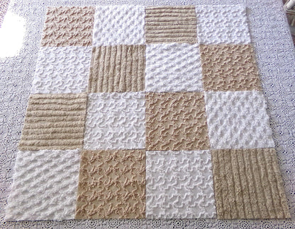 On Trend Neutral Chenille Fabric Squares for Quilting & Crafts in Versatile Sand, Vintage Mocha, White - 16 Rotary Cut Blocks, 6" x 6" inch