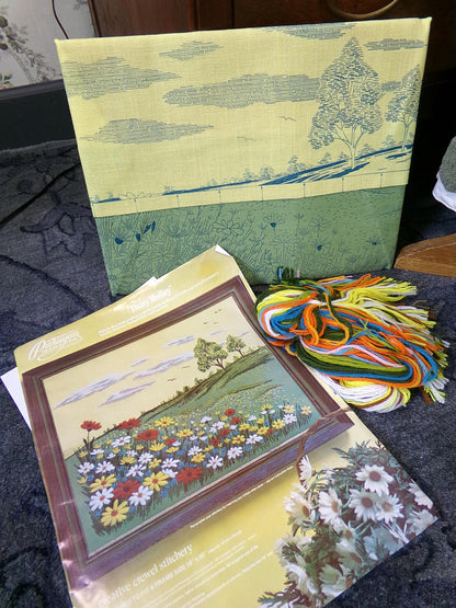 DAISY MEDLEY Crewel Stitchery Kit, Hippie Boho Vintage 0632 Paragon Needlecraft Embroidery, Design by Adele Veres