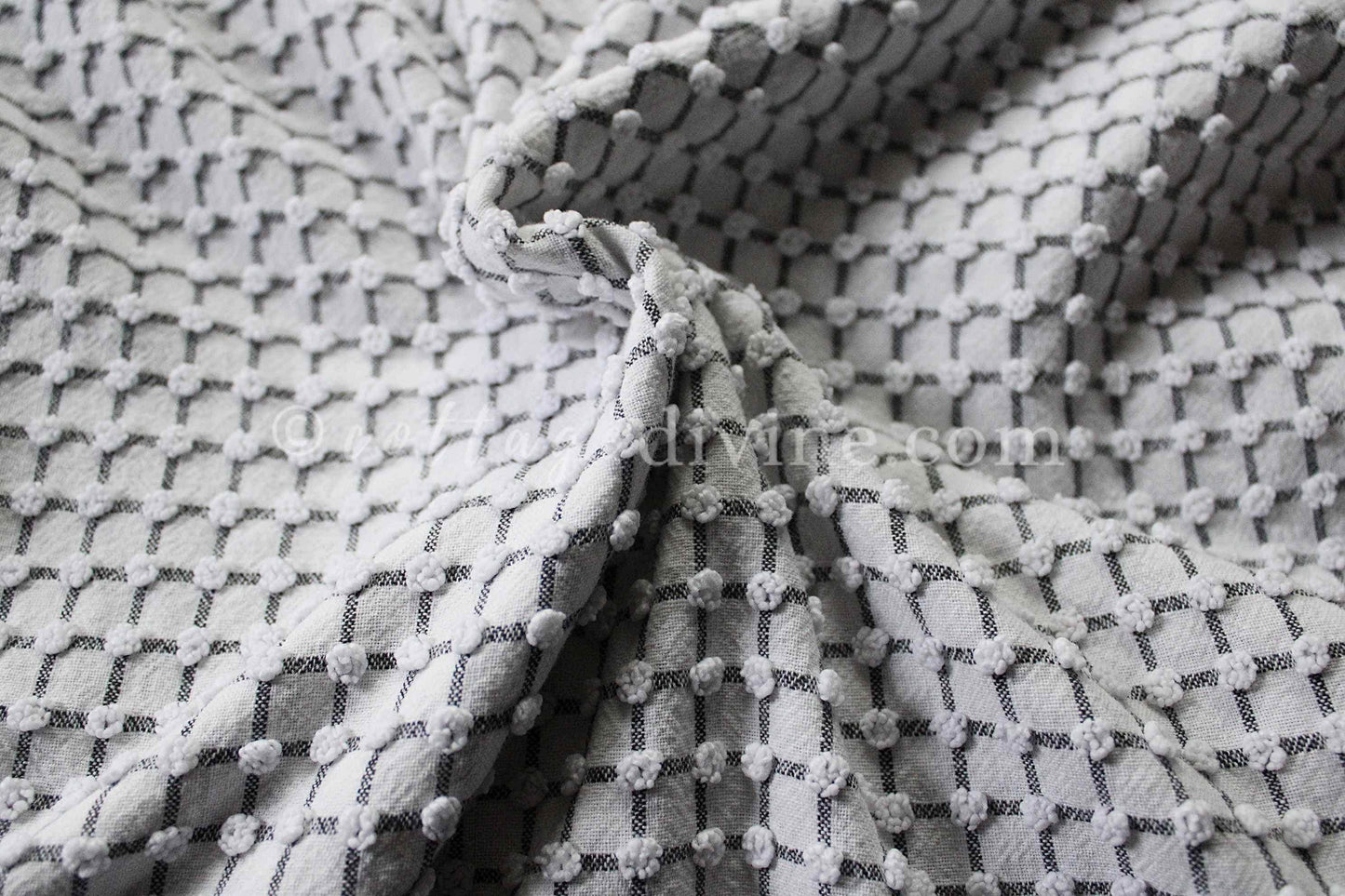 Chic Micro Mini Pop Black & White Vintage Chenille Quilt FABRIC, 18" x 24" Piece, Lightweight Cotton
