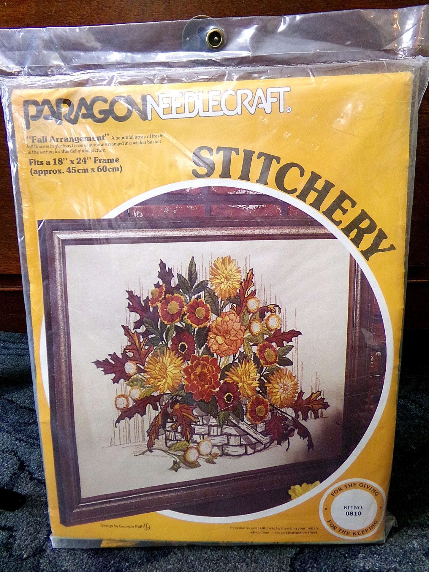 FALL ARRANGEMENT Vintage Floral Crewel Stitchery Kit, Boho Autumn Paragon 0810 Stitchery, Georgia Ball Design