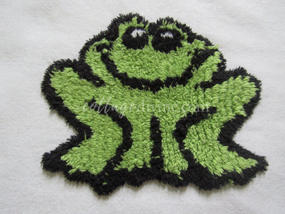 Adorable Happy Frog Retro Vintage Novelty Chenille FABRIC PIECE, 12.5" square