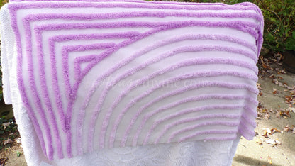 Tranquil Lilac Vintage Chenille Fabric, Lullaby Lavender Swirls, 40" x 20" Piece, Beautiful in Pillows & Chenille Quilts