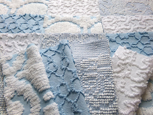 seaside wanderings fabric squares, 16 vintage 6" quilt blocks in coastal blue & white, for sewing, crafts, fiber arts