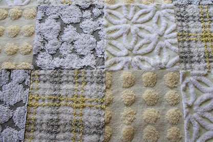Sunshine & Clouds Chenille Quilt Squares Set, Rotary Cut from Vintage Chenille Bedspread Fabric, 16 Blocks, 6" x 6" inch each