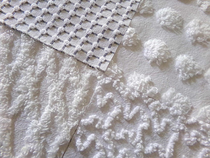 Blizzard White Vintage Chenille Fabric Squares, Diamond Ice, Coin Pop, Squiggle & Micro Grid, Set of 16 Quilt Blocks, 6" x 6" inch each