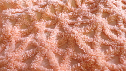 Twinkle Little Star Vintage Chenille Fabric, Plush Peach Glow Sewing & Quilting Material, 19" x 23" inches