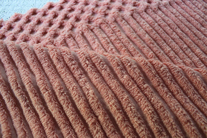 Overripe Melon Vintage Chenille Fabric Piece, Super Plush Thick Tufts, 22" x 26" inches, Unique Texture