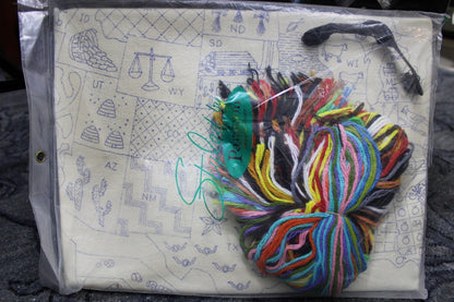 AMERICA THE BEAUTIFUL Vtg Crewel Embroidery Kit USA Map Paragon Stitchery 0434