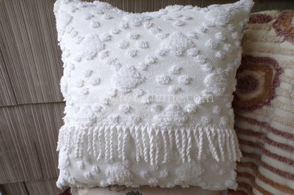 Coastal Chic Velvet & Chenille Pillow Cover 16" x 16" inch Square, REVERSIBLE Patchwork Accent Pillow from Vintage Chenille Bedspread Fabric