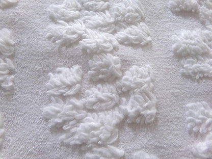 Cute Chenille Fabric Shabby Daisy Print, vintage style versatile white sewing material, 18" x 26" inches
