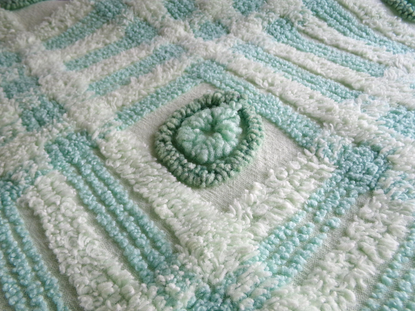 Donut Dots Vintage Chenille Fabric Material, 24" x 20" inch Piece, Lightweight Shamrock Green