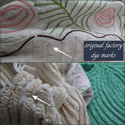 Shabby Sculpted Floral Cake Vintage Mocha Chenille Bedspread ACRYLIC TRICEL, Twin Sz