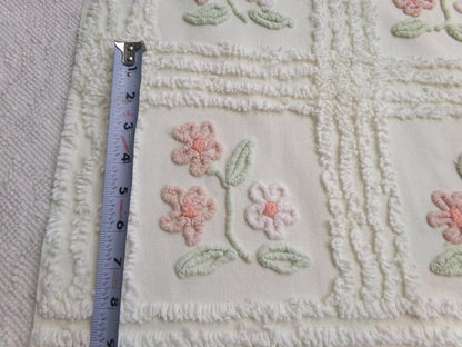 Baby Daisies Vintage Chenille Fabric, Adorable Split Floral Design, 17" x 35" Piece Quilt Sewing Material