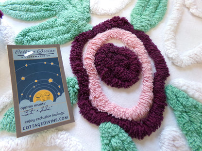 Berry Mauve Blooms Vintage Chenille Fabric, Large 22" x 37" Piece of Plush Swirl White Cotton Sewing Material Upcycle into Quilts & Crafts