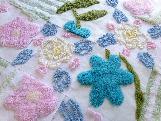 chenille fabric squares, 6" blocks in vintage style floral textured patterns, 16 piece set ideal for quilting, diy pillows, crafts, sewing