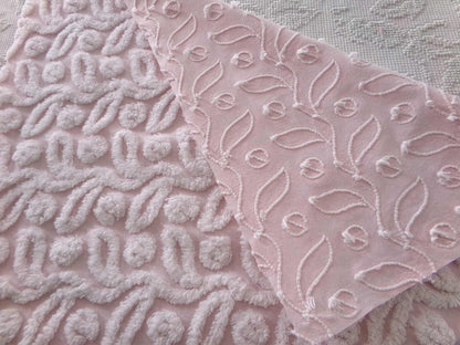Pink Ivy Berry Vintage Chenille Fabric, Sewing Material for quilts, pillows & crafts, 18" x 24" inch Piece
