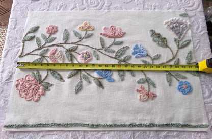 Heirloom Natural Flowers Vintage Chenille Fabric, Sewing Material for quilts, pillows & crafts, 18" x 26" inch Piece