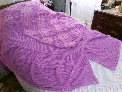 Webbed Optic Vintage Chenille Bedspread Fantasy Unicorn Color Full Sz Boxed & Fitted