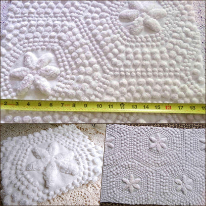 sweet stars 3D vintage chenille fabric, 100% cotton antique white sewing material for pillows, handmade chenille quilts, 28" x 18" cut piece