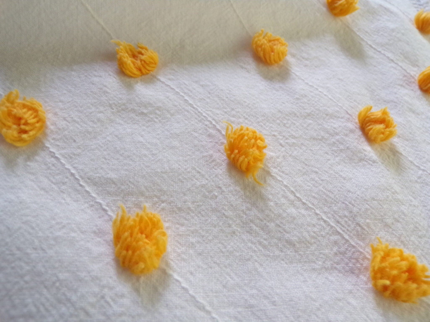 Golden Harvest Puff Pops Vintage Chenille Fabric, 24" x 20"-inch Handtufted Piece, Unique in DIY Pillows & Quilts
