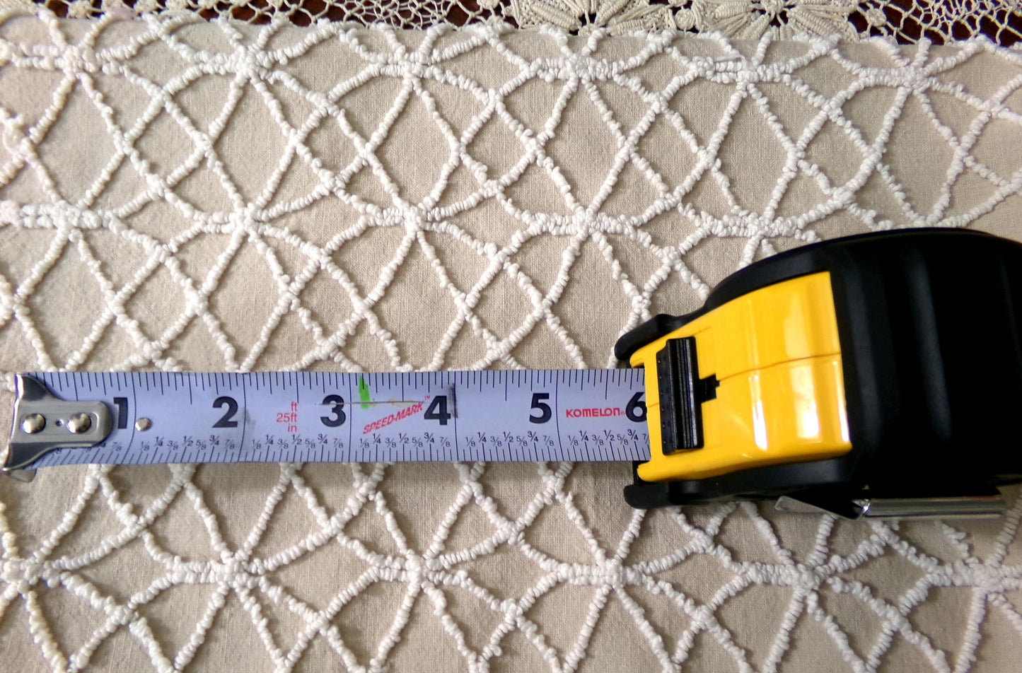 Cafe Mocha Vintage Chenille Fabric, Skinny Tuft Illusion Design, 18" x 24" Piece Quilt Material