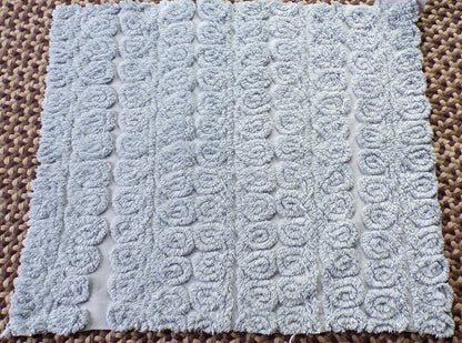 Tranquil Velvety Plush Swirls Vintage Chenille Bedspread Quilt Fabric, 22" x 25" inch Piece; Stardust Blue Curlicues