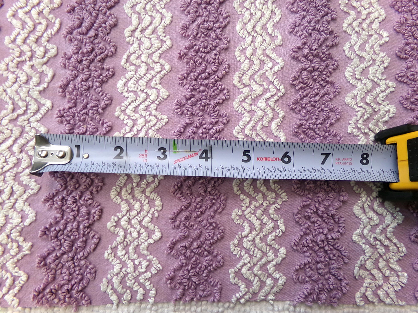 Lavender Frost Vintage Chenille Fabric, Textured Zig Zag Design, Purple & White Quilt Sewing Material, 18" x 24"