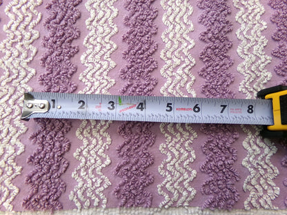 Lavender Frost Vintage Chenille Fabric, Textured Zig Zag Design, Purple & White Quilt Sewing Material, 18" x 24"