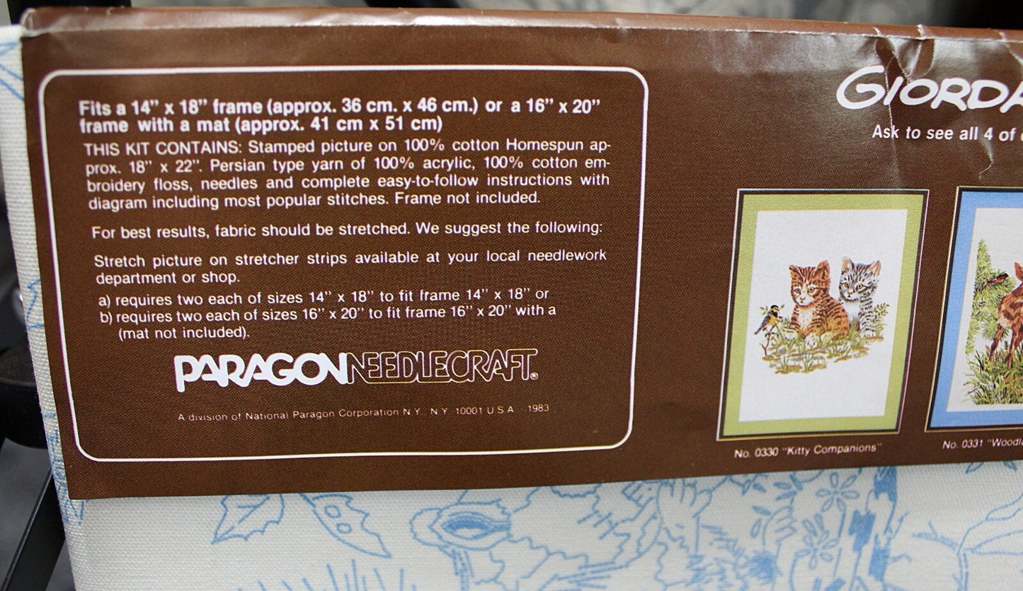 SQUIRREL and FRIENDS Vtg Crewel Embroidery Kit Paragon Stitchery 0333 Giordano