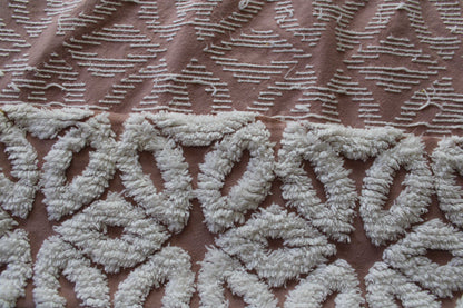 Mocha Daisy Vintage Chenille Fabric, 19" x 25"' inch piece, 100% Cotton, Big Fluffy White Daisies