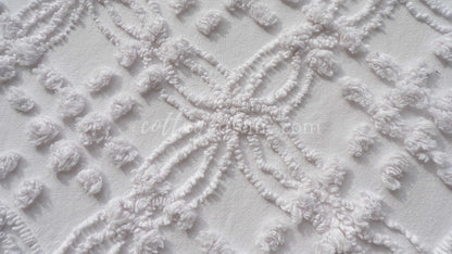 Farmhouse White Vintage Chenille Fabric Piece, 20" x 24" inches, Versatile & Neutral in Quilts and Pillows