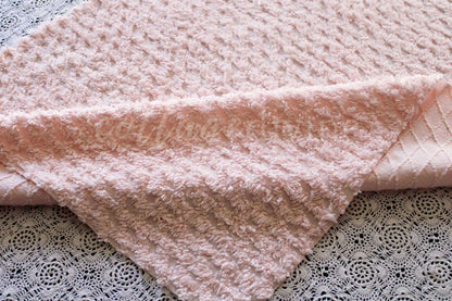 Simple Peach Glow Vintage Style Chenille Fabric, Lattice Geometric Design, 20" x 25" inch piece