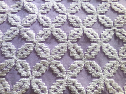Sculpted Lavender Petals Vintage Cotton Chenille Fabric, Geometric Floral Design, 20" x 24" inch Piece, Lovely in Springtime Quilts, Pillows
