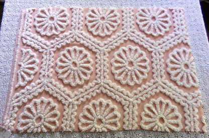 Lovely Fabric from Vintage Chenille Bedspread, 26" x 19" inch Piece, Shabby Sweet in DIY Pillows & Quilts
