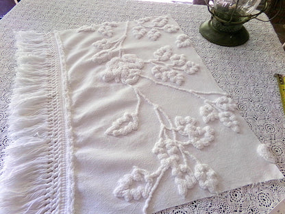 Lovely Ivy Rose Vintage Chenille Fabric Material, 12" x 20" inch Piece, for Fiber Arts, Small Pillow Covers, Crafts & Quilting