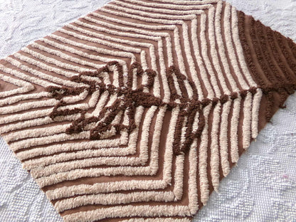 Chocolate Rose Vintage Chenille Fabric, Unique Brown & Mocha Tufting, 16.5" x 21" inch piece of sewing material for quilts, pillows, crafts